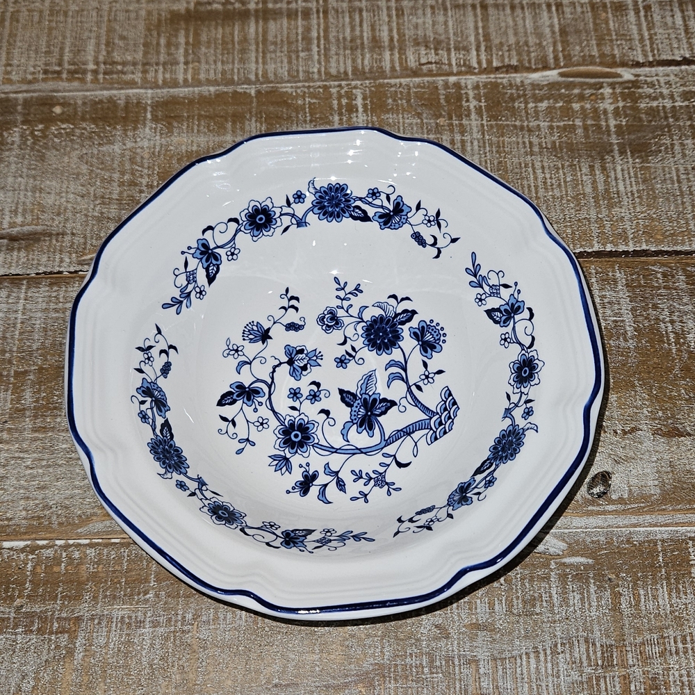 Vintage | Hankool "Seine Blue" Floral Porcelain Rim Cereal Bowl
